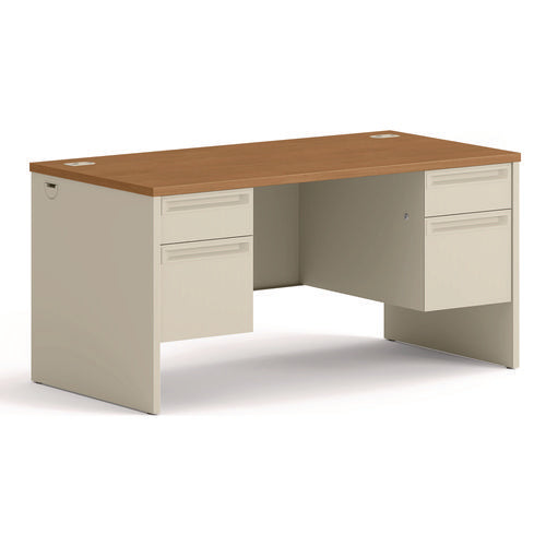 Image of HON® 38000 Series Double Pedestal Desk, 60" X 30" X 29.5", Harvest/putty