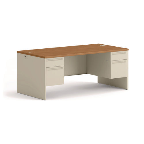 Image of HON® 38000 Series Double Pedestal Desk, 72" X 36" X 29.5", Harvest/putty