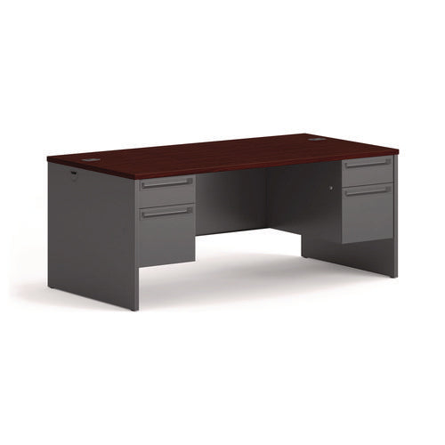 Image of HON® 38000 Series Double Pedestal Desk, 72" X 36" X 29.5", Mahogany/charcoal
