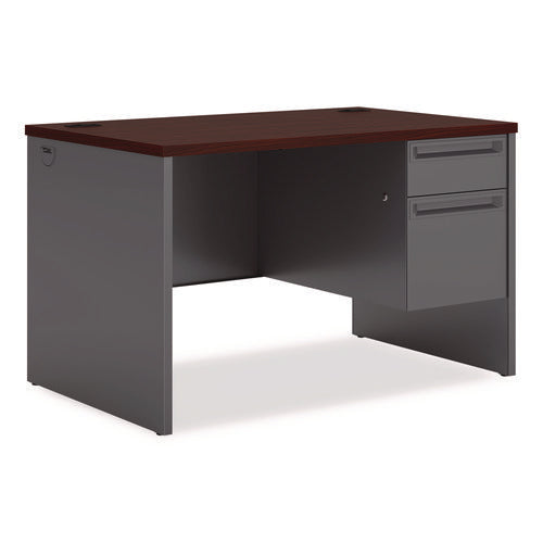 Image of HON® 38000 Series Right Pedestal Desk, 48" X 30" X 29.5", Mahogany/charcoal