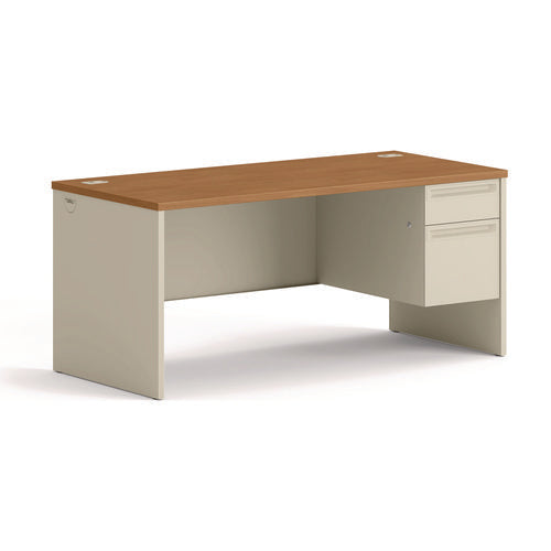 Image of HON® 38000 Series Right Pedestal Desk, 66" X 30" X 29.5", Harvest/putty
