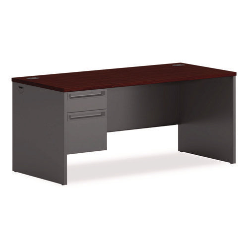 Image of HON® 38000 Series Left Pedestal Desk, 66" X 30" X 29.5", Mahogany/charcoal