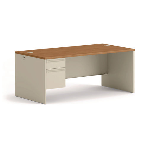 Image of HON® 38000 Series Left Pedestal Desk, 72" X 36" X 29.5", Harvest/putty