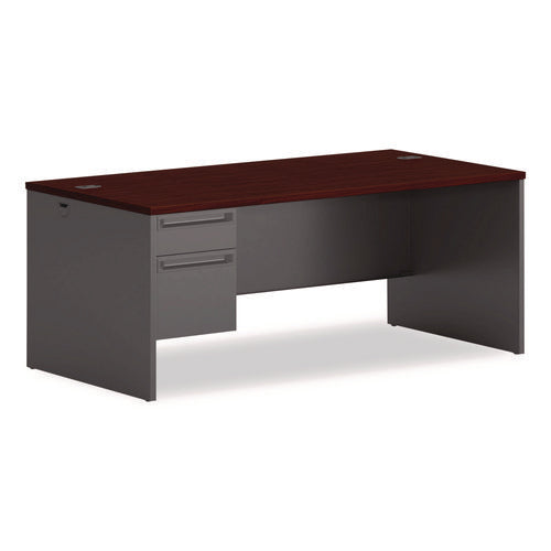 Image of HON® 38000 Series Left Pedestal Desk, 72" X 36" X 29.5", Mahogany/charcoal