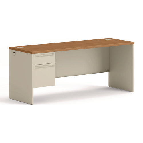 Image of HON® 38000 Series Left Pedestal Credenza, 72w X 24d X 29.5h, Harvest/putty