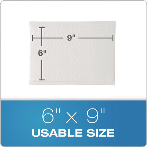 Image of Quality Park Poly Bubble Mailers, #0, Barrier Bubble Cushion, Redi-Seal Adhesive Closure, 6 x 9, White, 25/Pack