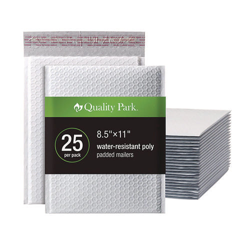 Image of Quality Park Poly Bubble Mailers, #2, Barrier Bubble Cushion, Redi-Seal Adhesive Closure, 8.25 x 11, White, 25/Pack