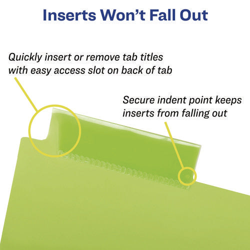 Image of Avery® Insertable Big Tab Plastic Dividers, 8-Tab, 11 X 17, Green, 1 Set