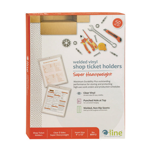 Image of C-Line® Clear Vinyl Shop Ticket Holders, Both Sides Clear, 50 Sheets, 9 X 12, 50/box