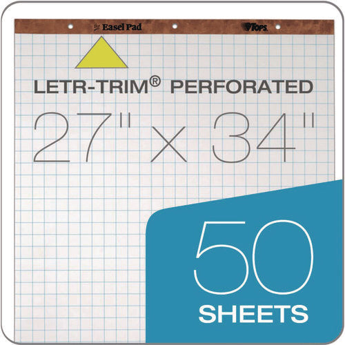 Image of TOPS Easel Pads, Quadrille Rule (1 sq/in), 27 x 34, White, 50 Sheets, 4/Carton