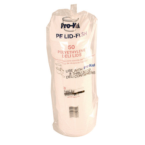 Image of Fabri-Kal® Pro Kal Polyethylene Flush Fill Round Deli Lids, 4.6" Diameter, Clear, Plastic, 500/Carton