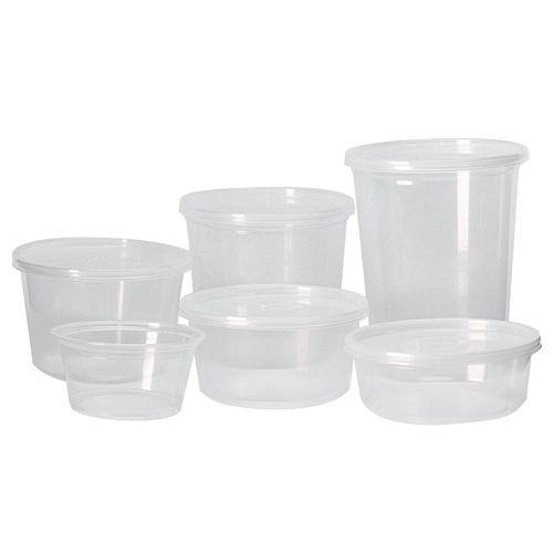 Image of Fabri-Kal® Pro Kal Polyethylene Flush Fill Round Deli Lids, 4.6" Diameter, Clear, Plastic, 500/Carton