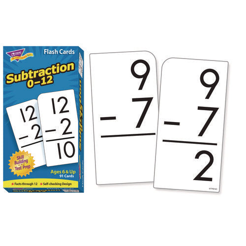 Image of TREND® Skill Drill Flash Cards, Subtraction, 3 X 6, Black And White, 91/pack