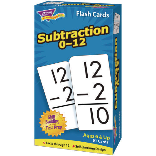 Image of TREND® Skill Drill Flash Cards, Subtraction, 3 X 6, Black And White, 91/pack
