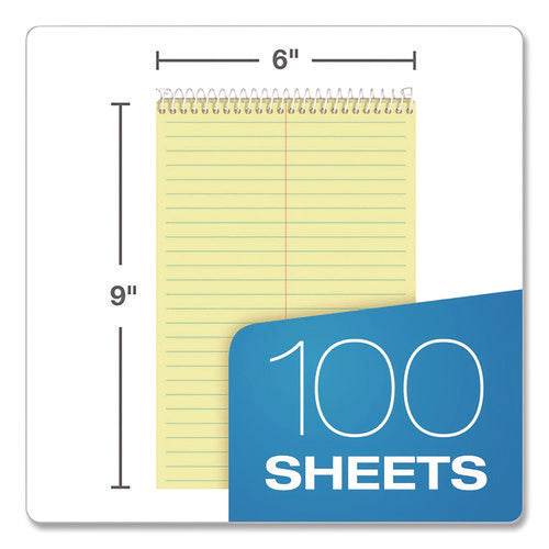 Image of TOPS Docket Steno Pad, Gregg Rule, Forest Green Cover, 100 Canary-Yellow 6 X 9 Sheets
