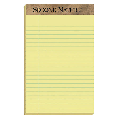 Image of TOPS Second Nature Recycled Ruled Pads, Narrow Rule, 50 Canary-Yellow 5 X 8 Sheets, Dozen