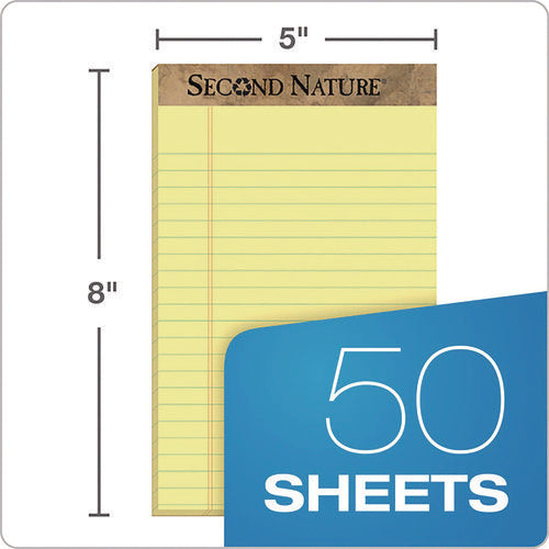 Image of TOPS Second Nature Recycled Ruled Pads, Narrow Rule, 50 Canary-Yellow 5 X 8 Sheets, Dozen