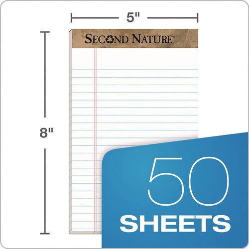 Image of TOPS Second Nature Recycled Ruled Pads, Narrow Rule, 50 White 5 X 8 Sheets, Dozen
