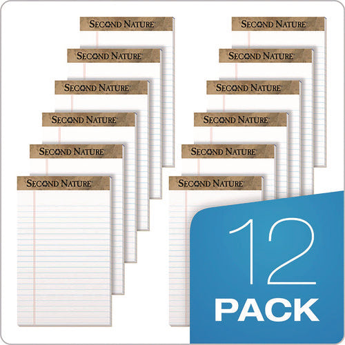 Image of TOPS Second Nature Recycled Ruled Pads, Narrow Rule, 50 White 5 X 8 Sheets, Dozen