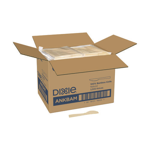 Image of Dixie® Bamboo Cutlery, Mediumweight Knife, Paper, Light Golden, 100/Pack, 10 Packs/Carton