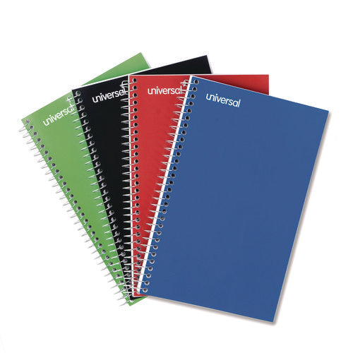 Image of Universal® Wirebound Notebook, 3-Subject, Medium/College Rule, Assorted Cover Colors, (120) 9.5 x 6 Sheets, 4/Pack