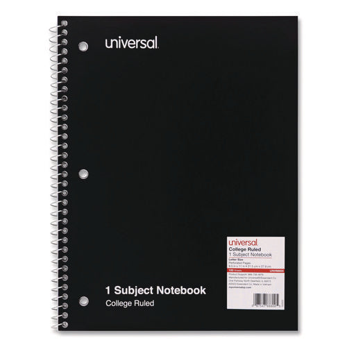 Image of Universal® Wirebound Notebook, 1-Subject, Medium/College Rule, Black Cover, (100) 11 x 8.5 Sheets