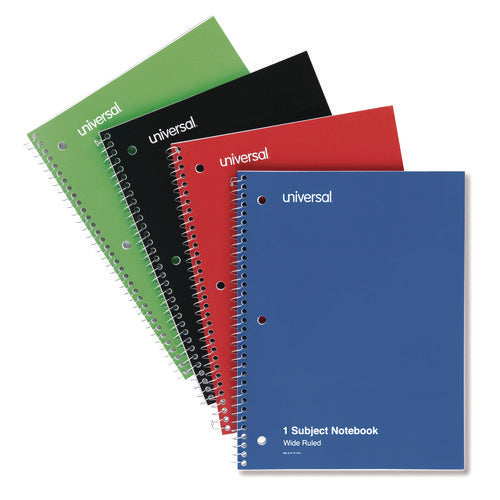 Image of Universal® Wirebound Notebook, 1-Subject, Wide/Legal Rule, Assorted Cover Colors, (70) 10.5 x 8 Sheets, 4/Pack