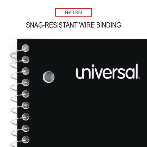 Image of Universal® Wirebound Notebook, 1-Subject, Quadrille Rule (4 sq/in), Black Cover, (70) 10.5 x 8 Sheets