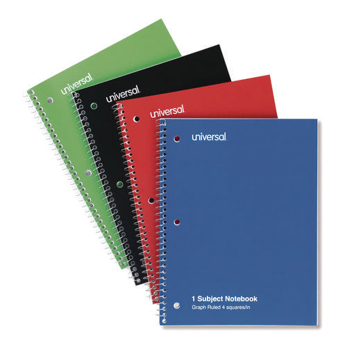 Image of Universal® Wirebound Notebook, 1-Subject, Quadrille Rule (4 sq/in), Assorted Cover Colors, (70) 10.5 x 8 Sheets, 4/Pack