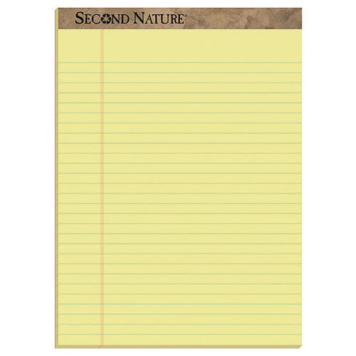 Image of TOPS Second Nature Recycled Ruled Pads, Wide/legal Rule, 50 Canary-Yellow 8.5 X 11.75 Sheets, Dozen