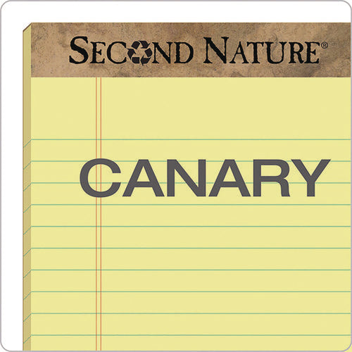 Image of TOPS Second Nature Recycled Ruled Pads, Wide/legal Rule, 50 Canary-Yellow 8.5 X 11.75 Sheets, Dozen