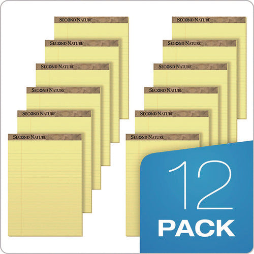 Image of TOPS Second Nature Recycled Ruled Pads, Wide/legal Rule, 50 Canary-Yellow 8.5 X 11.75 Sheets, Dozen
