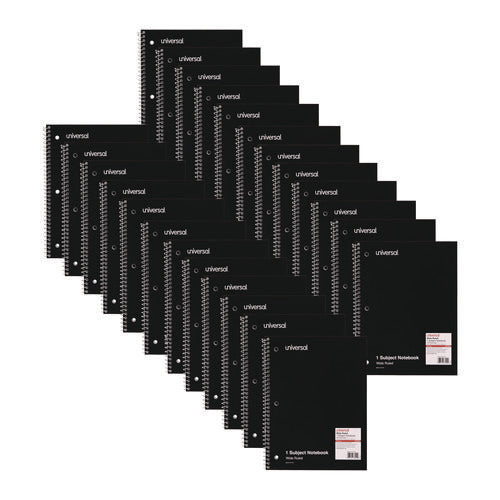 Image of Universal® Wirebound Notebook, 1-Subject, Wide/Legal Rule, Black Cover, (70) 10.5 x 8 Sheets