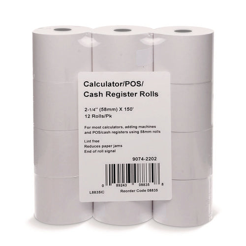 Image of Iconex Impact Bond Paper Rolls, 2.25" X 150 Ft, White, 12/pack