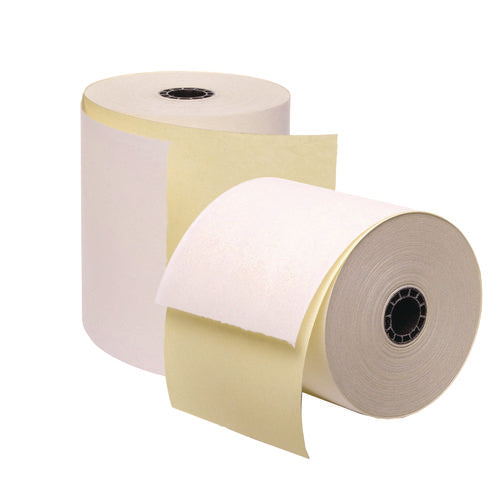 Image of Iconex Impact Printing Carbonless Paper Rolls, 3" X 90 Ft, White/canary, 50/carton