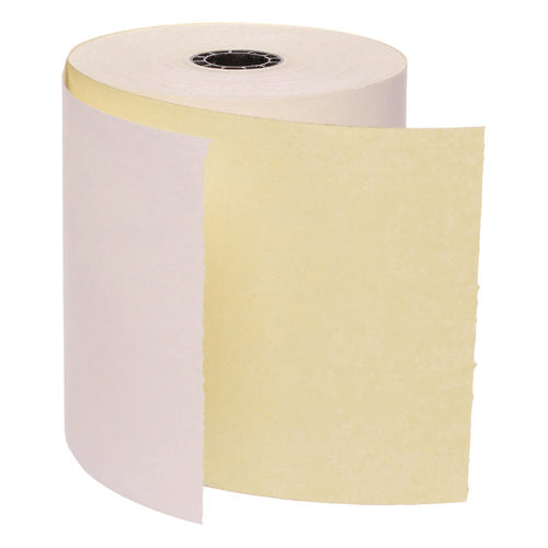 Image of Iconex Impact Printing Carbonless Paper Rolls, 3" X 90 Ft, White/canary, 50/carton