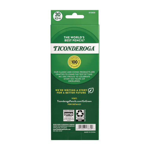 Image of Ticonderoga® Pre-Sharpened Pencil, Hb (#2), Black Lead, Yellow Barrel, 30/pack
