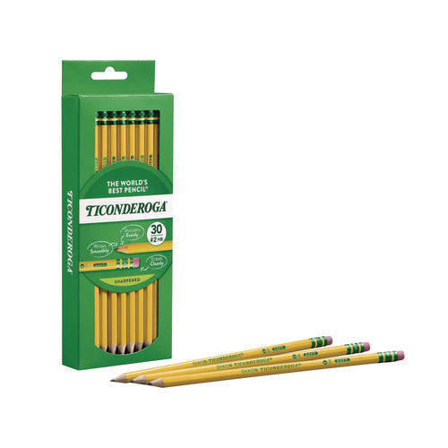Image of Ticonderoga® Pre-Sharpened Pencil, Hb (#2), Black Lead, Yellow Barrel, 30/pack