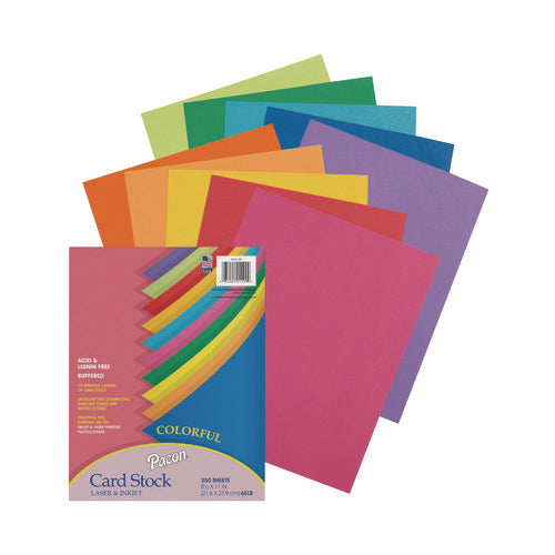 Image of Pacon® Array Card Stock, 65 lb Cover Weight, 8.5 x 11, Assorted Lively Colors, 250/Pack