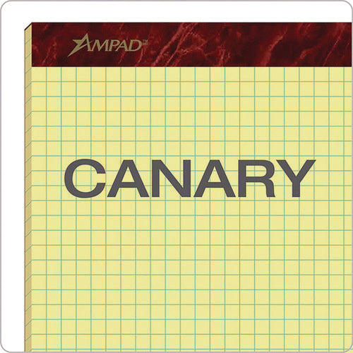 Image of Ampad® Gold Fibre Canary Quadrille Pads, Stapled With Perforated Sheets, Quadrille Rule (4 Sq/in), 50 Canary 8.5 X 11.75 Sheets