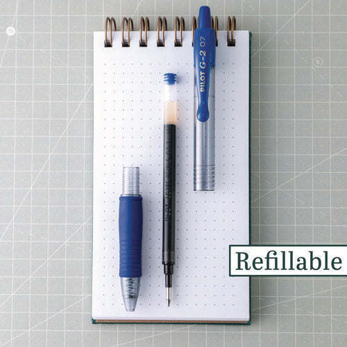 Image of Pilot® G2 Premium Gel Pen Convenience Pack, Retractable, Fine 0.7 mm, Blue Ink, Smoke/Blue Barrel, 36/Pack