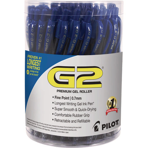 Image of Pilot® G2 Premium Gel Pen Convenience Pack, Retractable, Fine 0.7 mm, Blue Ink, Smoke/Blue Barrel, 36/Pack