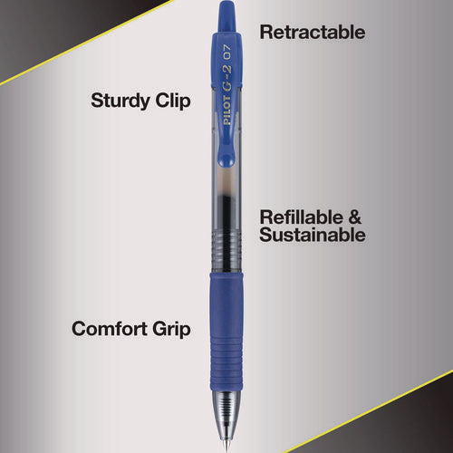 Image of Pilot® G2 Premium Gel Pen Convenience Pack, Retractable, Fine 0.7 mm, Blue Ink, Smoke/Blue Barrel, 36/Pack