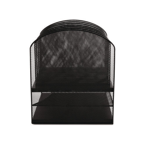 Image of Safco® Onyx Mesh Desk Organizer With Two Horizontal And Six Upright Sections, Letter Size Files, 13.25" X 11.5" X 13", Black