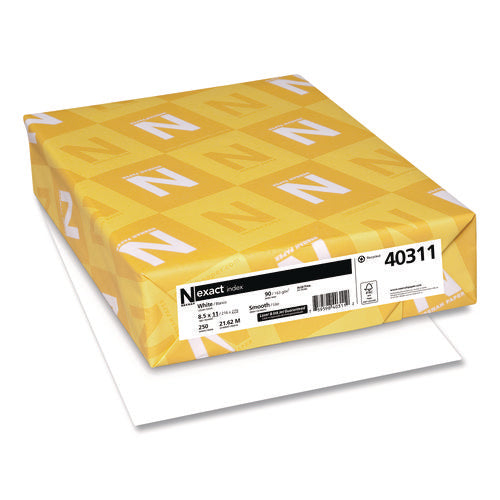 Image of Neenah Paper Exact Index Card Stock, 94 Bright, 90 lb Index Weight, 8.5 x 11, White, 250/Pack