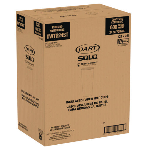 Image of SOLO® Thermoguard Insulated Paper Hot Cups, 24 oz, White Sustainable Forest Design, 600/Carton