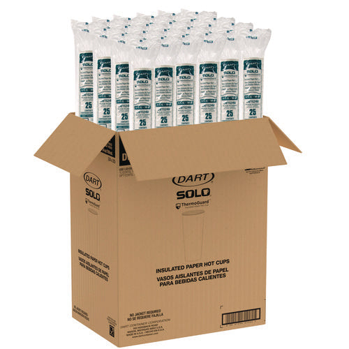 Image of SOLO® Thermoguard Insulated Paper Hot Cups, 24 oz, White Sustainable Forest Design, 600/Carton