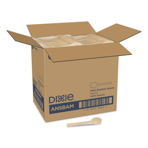 Image of Dixie® Bamboo Cutlery, Mediumweight Spoon, Paper, Light Golden, 100/Pack, 10 Packs/Carton
