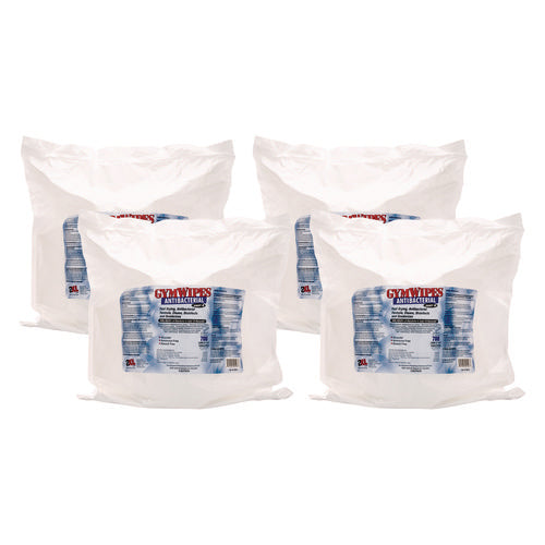 Image of 2XL Antibacterial Gym Wipes Refill, 1-Ply, 6 x 8, Unscented, White, 700 Wipes/Pack, 4 Packs/Carton