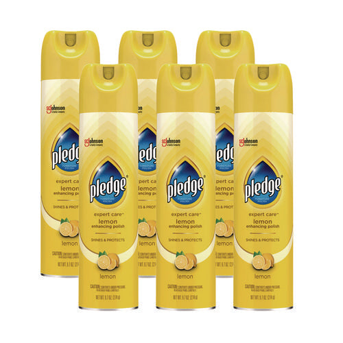 Image of Pledge® Furniture Polish, Lemon, 9.7 Oz Aerosol Spray, 6/carton